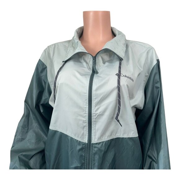 Columbia Thin Jacket Women SZ L Green Windbreaker Full Zip Outdoor Athletic - Picture 10 of 14